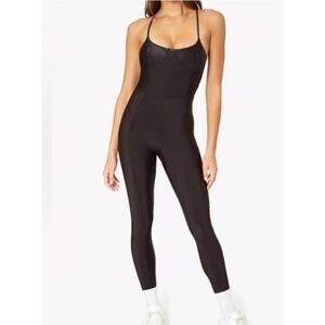 WEWOREWHAT CATSUIT, Shiny Black, Size L, NWT